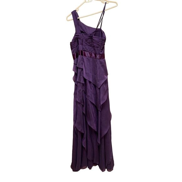 Vintage Y2K One Shoulder Chiffon Ruffle Maxi Dress Gown Mauve Purple Size 2 / XS - Picture 9 of 9